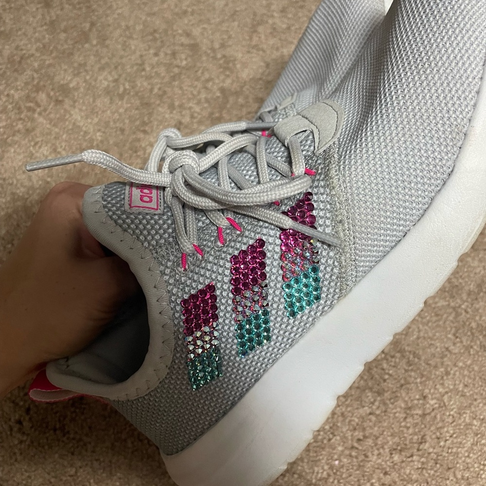 Adidas tennis shoes with added Swarovski rhinestones sparkles